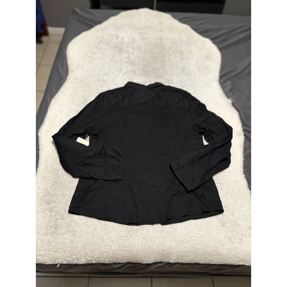 New Jones New York Sport Women's Black Cotton Roll Up Button Shirt Size XL Top - Picture 2 of 8